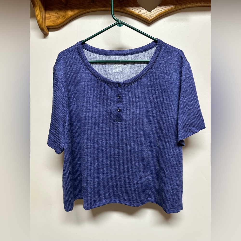 NWT Jockey 3x Ribbed Microfiber Stretch T-shirt Blue Short-sleeve Tee plus